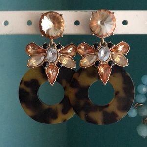 J. Crew Tortoise and Jeweled Earrings